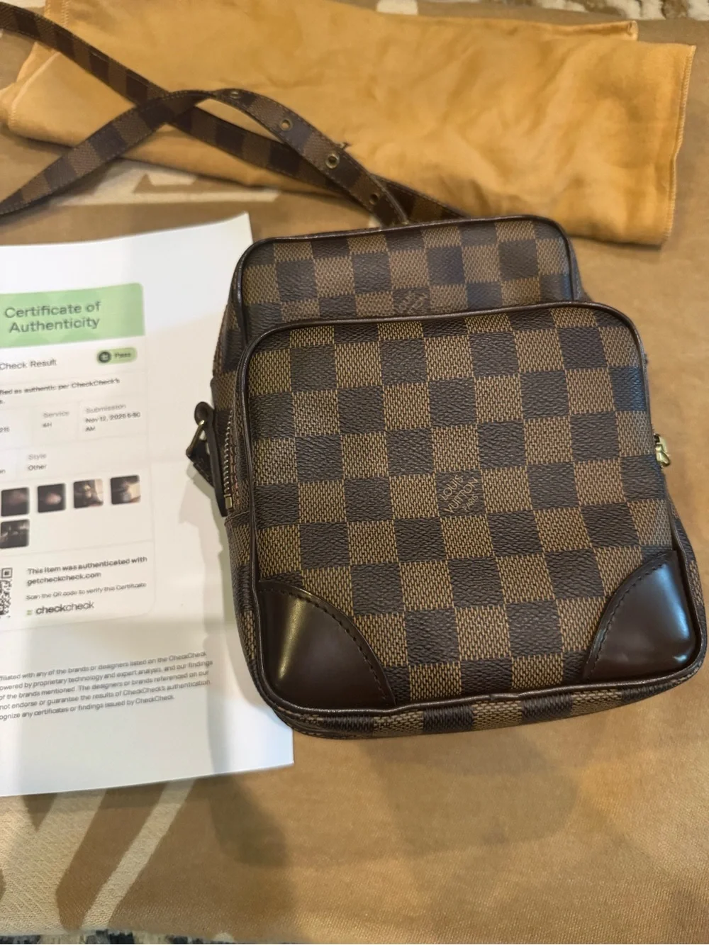 🤎 Authentic Louis Vuitton Damier Ebene Amazone PM Crossbody Bag-